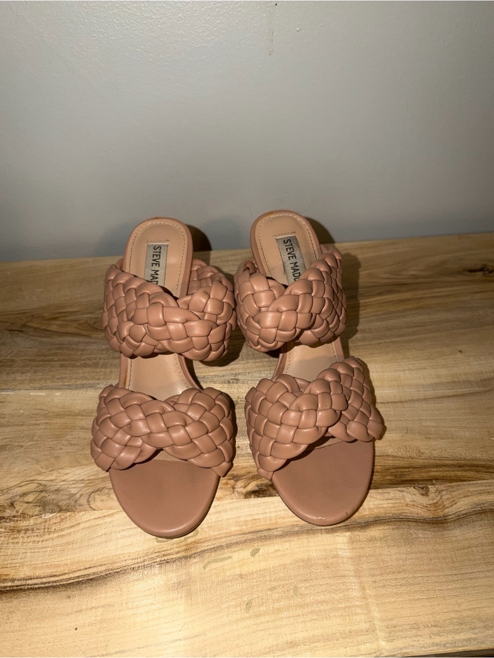 Steve Madden Braided Double-Strap Slide Sandals - Nude Pink